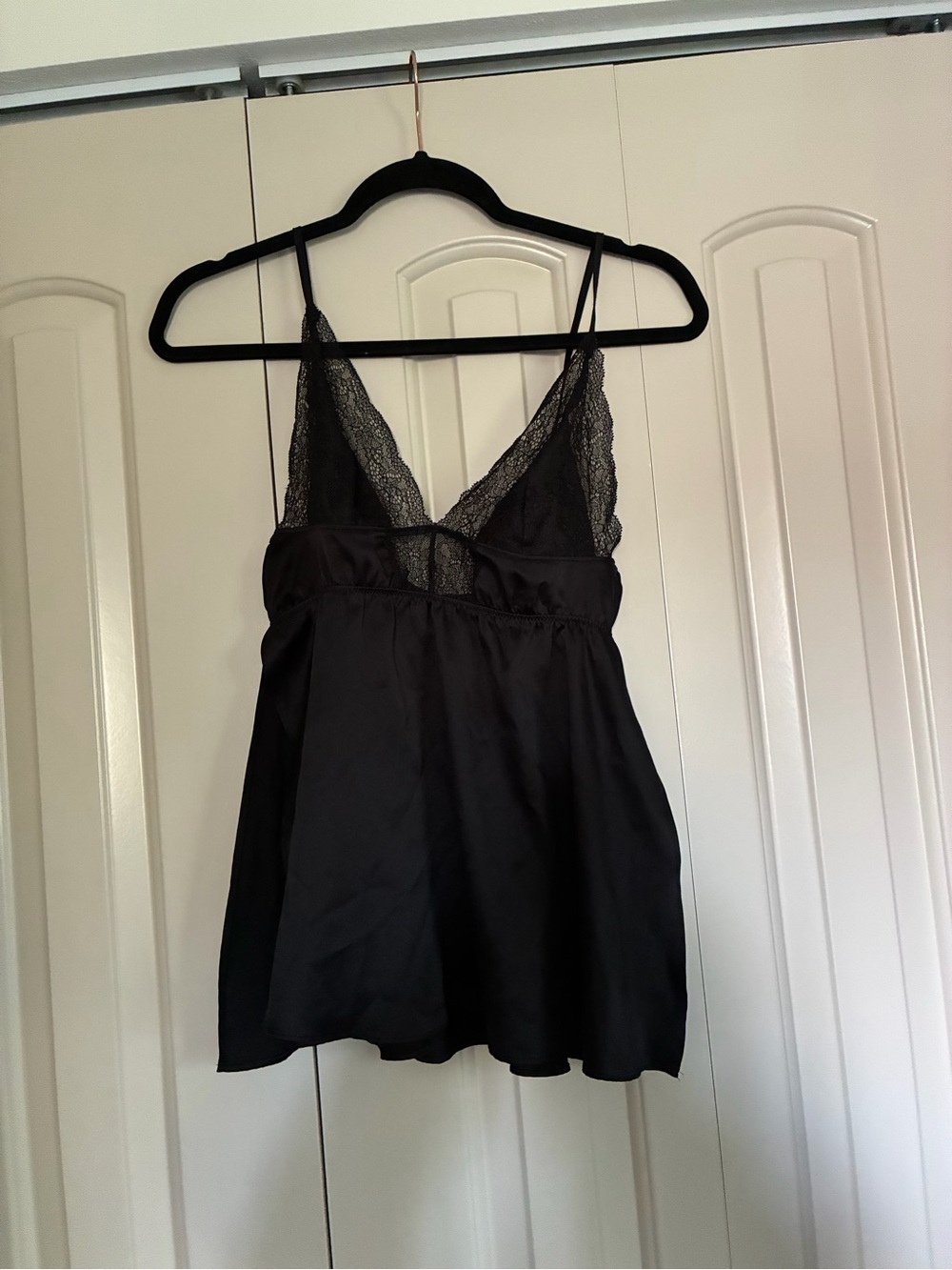 Victoria's Secret Black Lace-Trim Babydoll